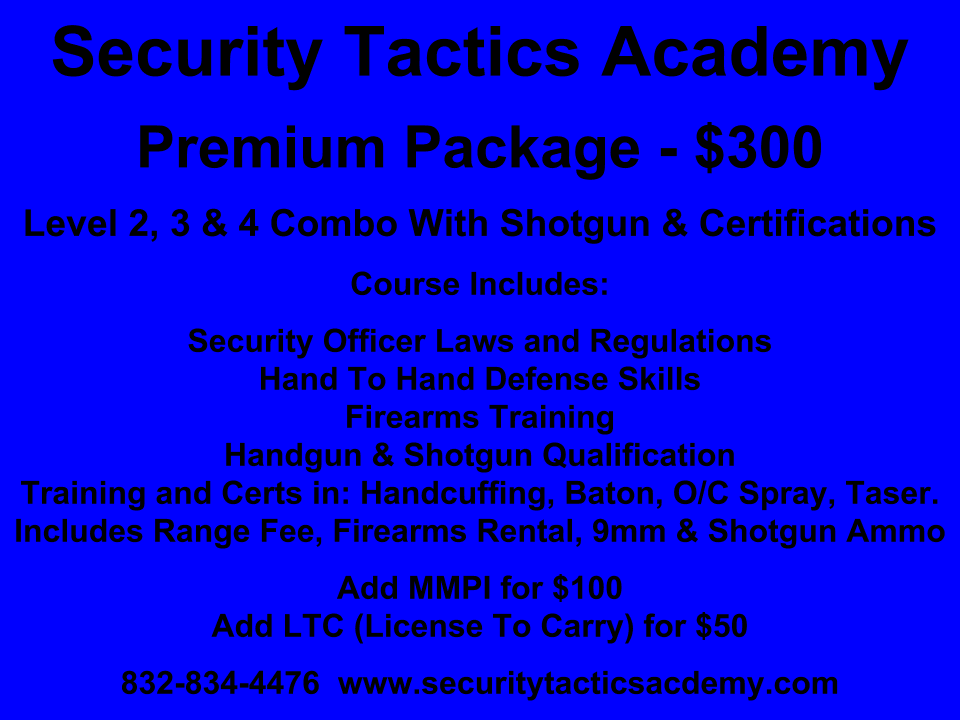 Security Tactics Academy | 6110 Pinemont Dr #100, Houston, TX 77092, USA | Phone: (832) 834-4476