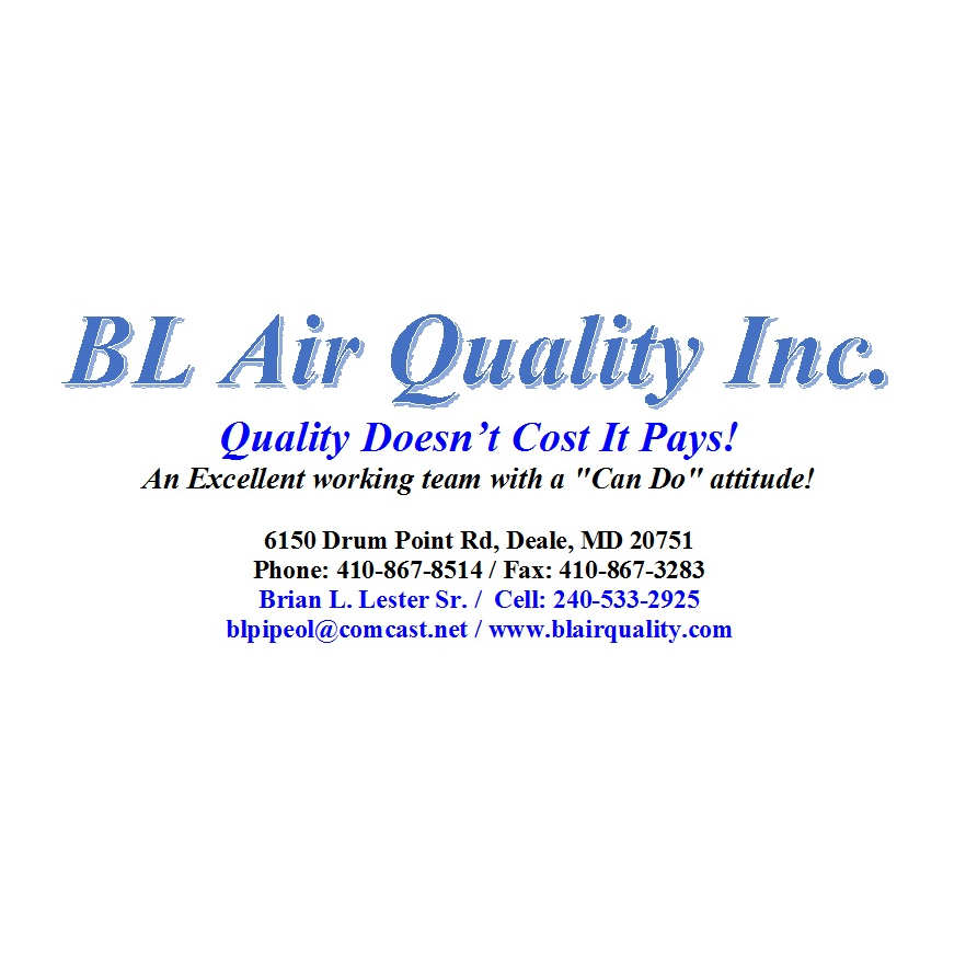 Bl Air Quality Inc | 6150 Drum Point Rd, Deale, MD 20751, USA | Phone: (410) 867-8514