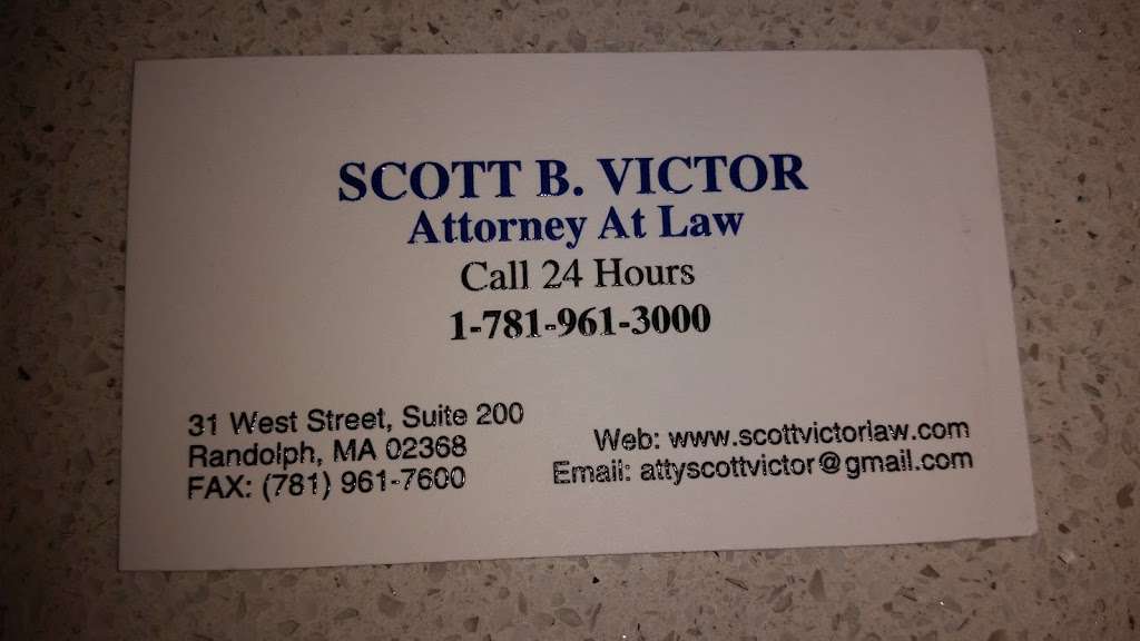 Law Office of Scott B. Victor | 31 West St #200, Randolph, MA 02368, USA | Phone: (781) 961-3000