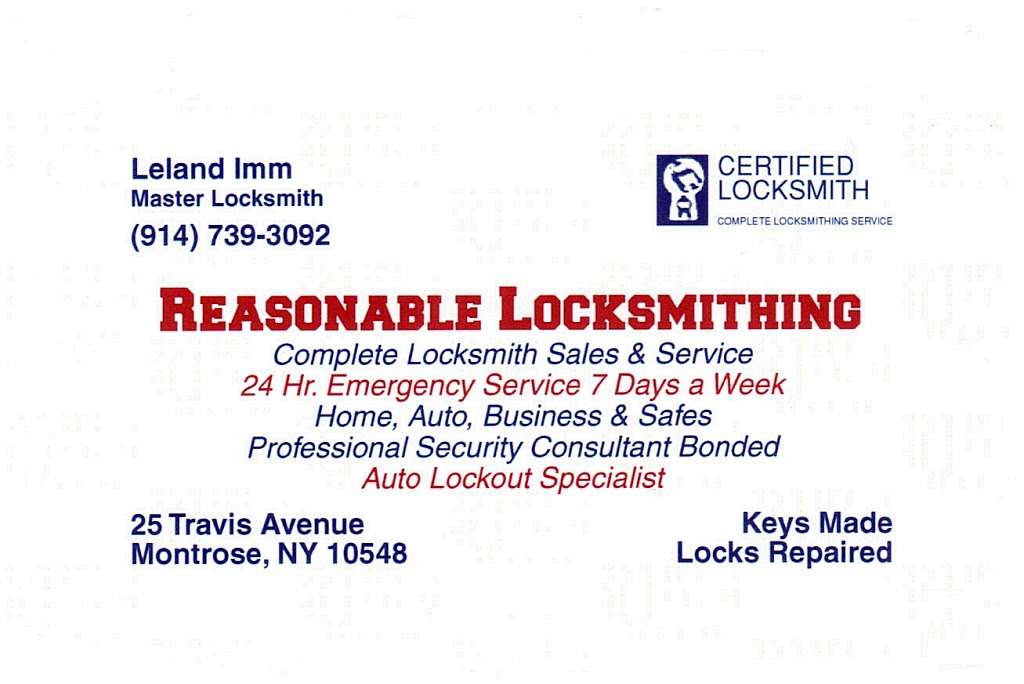 Reasonable Locksmithing | 25 Travis Ave, Montrose, NY 10548 | Phone: (914) 739-3092