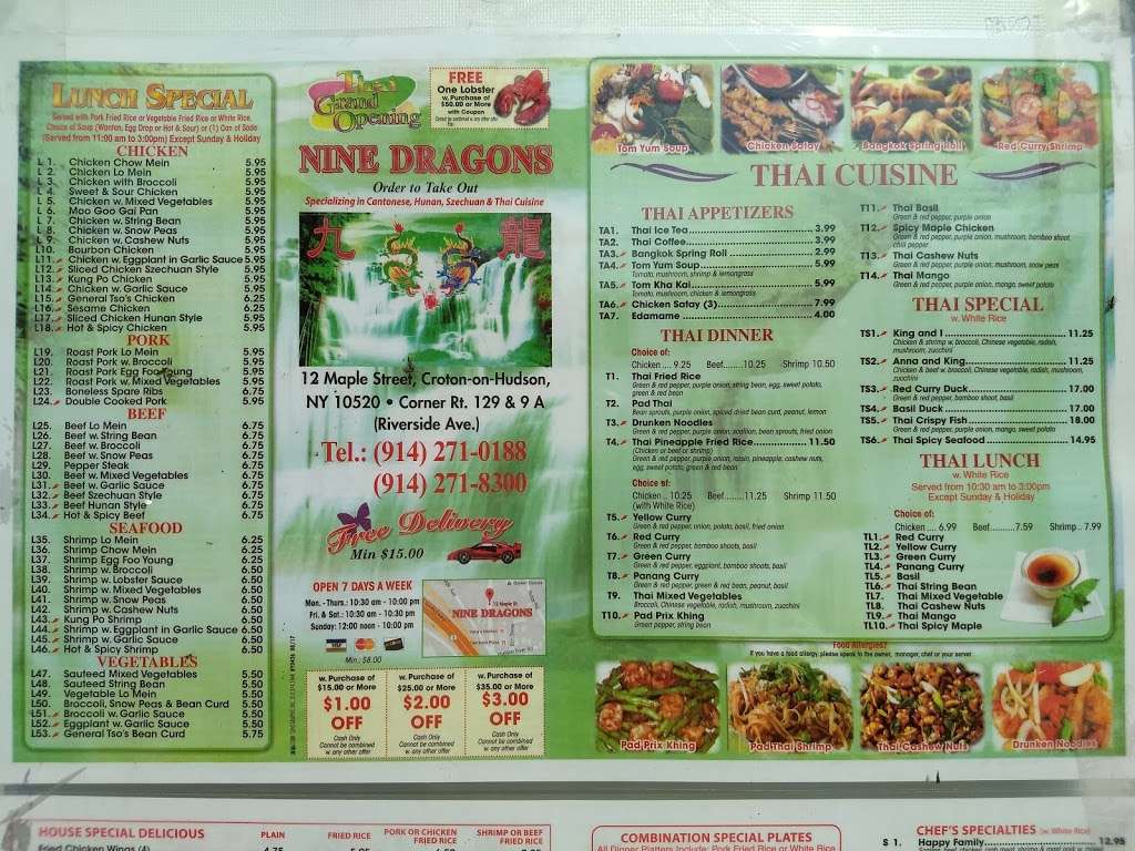 Nine Dragons | 12 Maple St, Croton-On-Hudson, NY 10520, USA | Phone: (914) 271-8300