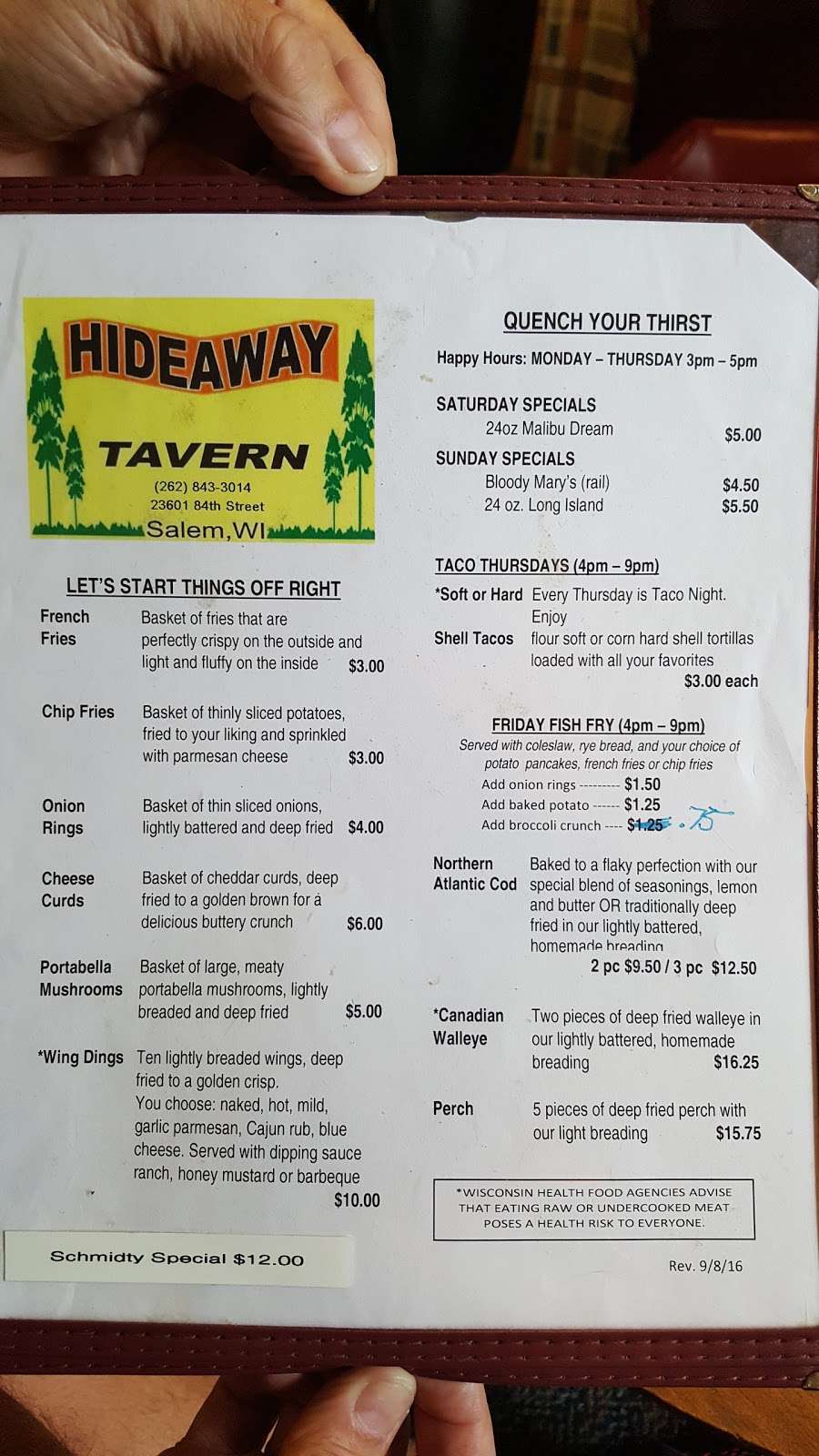 The Hideaway Tavern | 23601 84th St, Salem, WI 53168 | Phone: (262) 843-3014