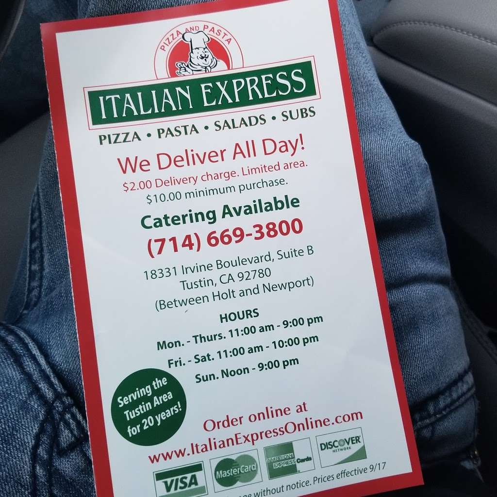 Italian Express | 18331 Irvine Blvd # B, Tustin, CA 92780, USA | Phone: (714) 669-3800