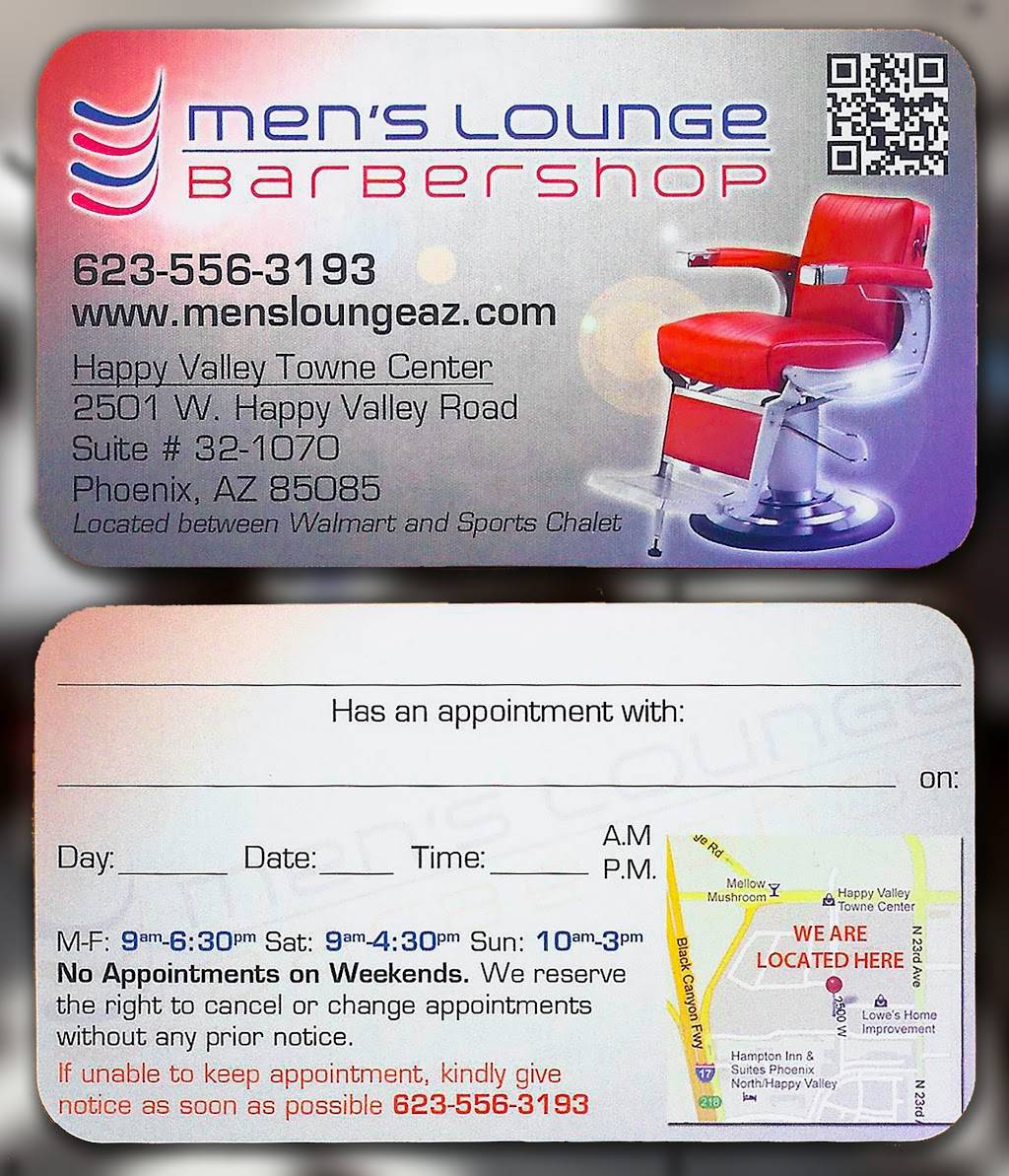 Mens Lounge Barbershop | 2501 W Happy Valley Rd, Phoenix, AZ 85085 | Phone: (623) 556-3193