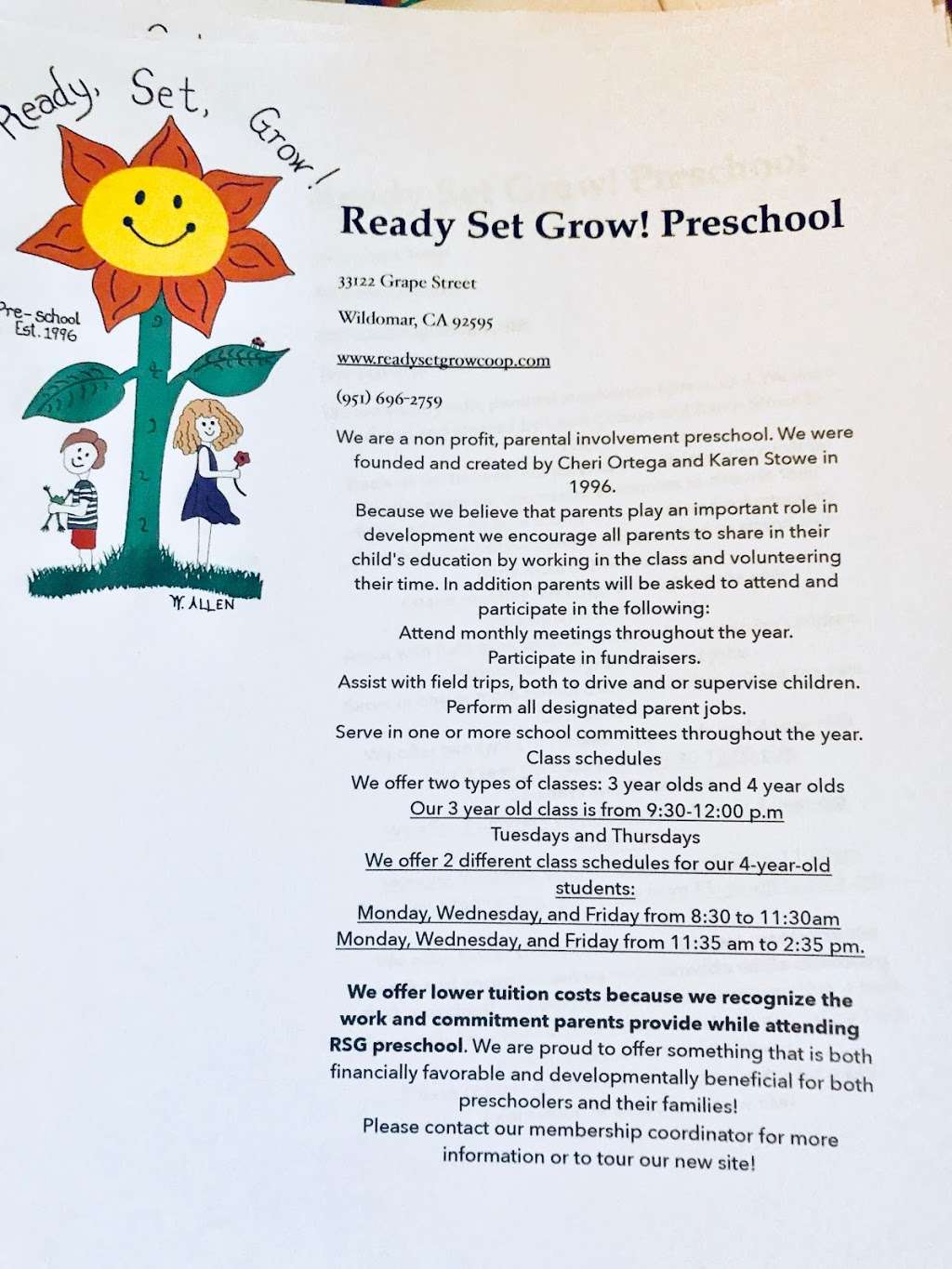Ready, set, grow! Preschool | 33122 Grape St, Wildomar, CA 92595, USA | Phone: (951) 696-2759