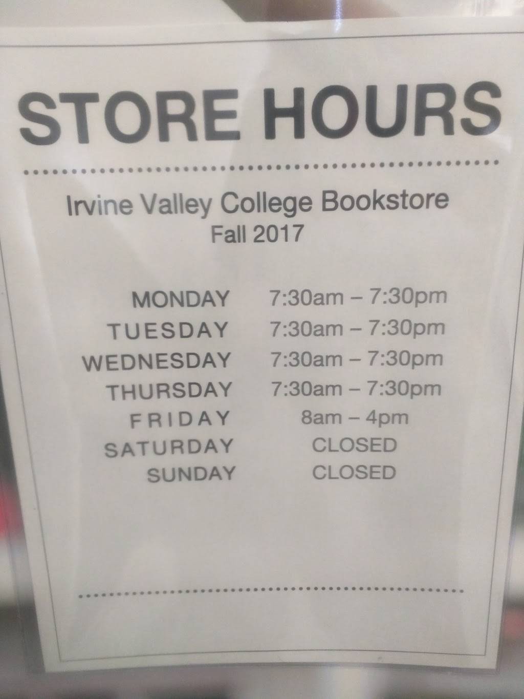 Irvine Valley College Bookstore | 5500 Irvine Center Dr B100, Irvine, CA 92618, USA | Phone: (949) 451-5258