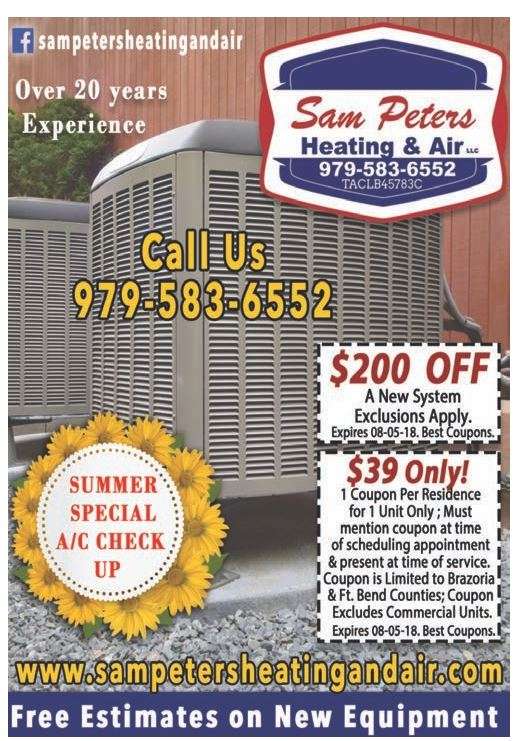 Sam Peters Heating and Air LLC | 18575 County Rd 48, Rosharon, TX 77583, USA | Phone: (979) 583-6552