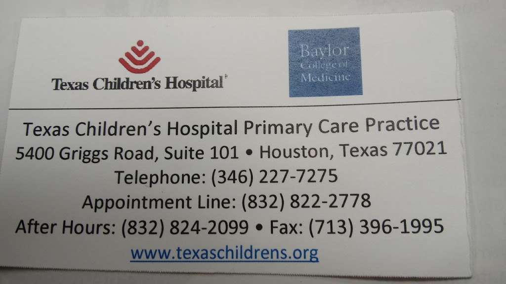 Texas Childrens Pediatrics Palm Center | 5400 Griggs Rd Suite 100, Houston, TX 77021, USA | Phone: (832) 828-2100