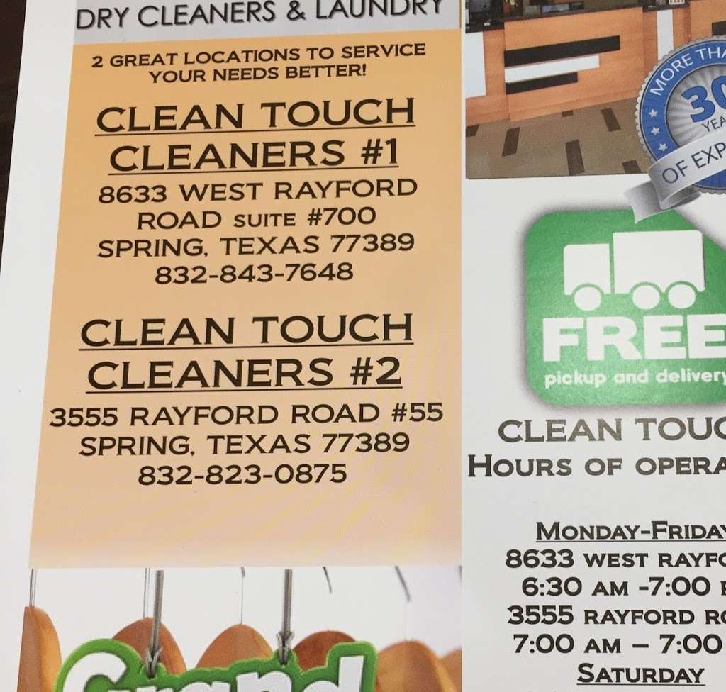 Clean Touch Cleaners | 8633 W Rayford Rd suite 800, Spring, TX 77389, USA | Phone: (832) 843-7648