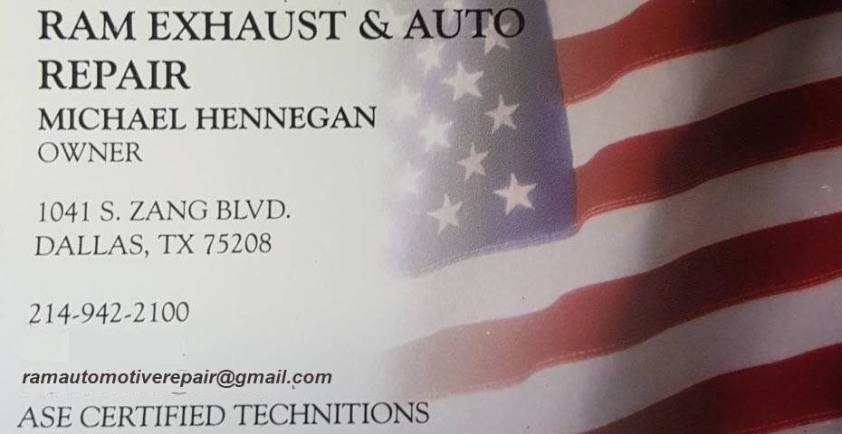 RAM Exhaust Automotive Repair | 1041 S Zang Blvd, Dallas, TX 75208, USA | Phone: (214) 942-2100