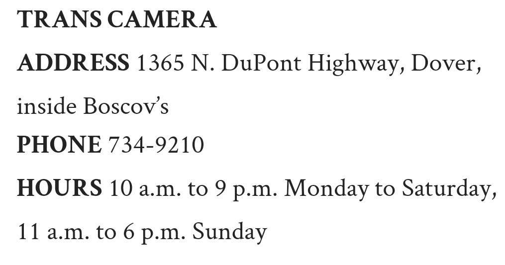 Trans Camera | inside Boscov’s, 1365 N Dupont Hwy, Dover, DE 19901 | Phone: (302) 734-9210