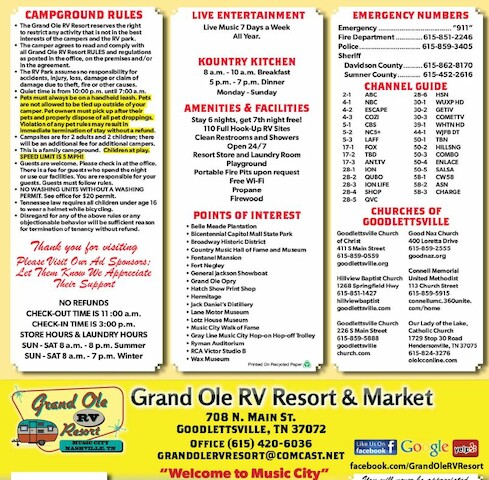 Grand Ole RV Resort and Market | 708 N Main St, Goodlettsville, TN 37072, USA | Phone: (615) 420-6036