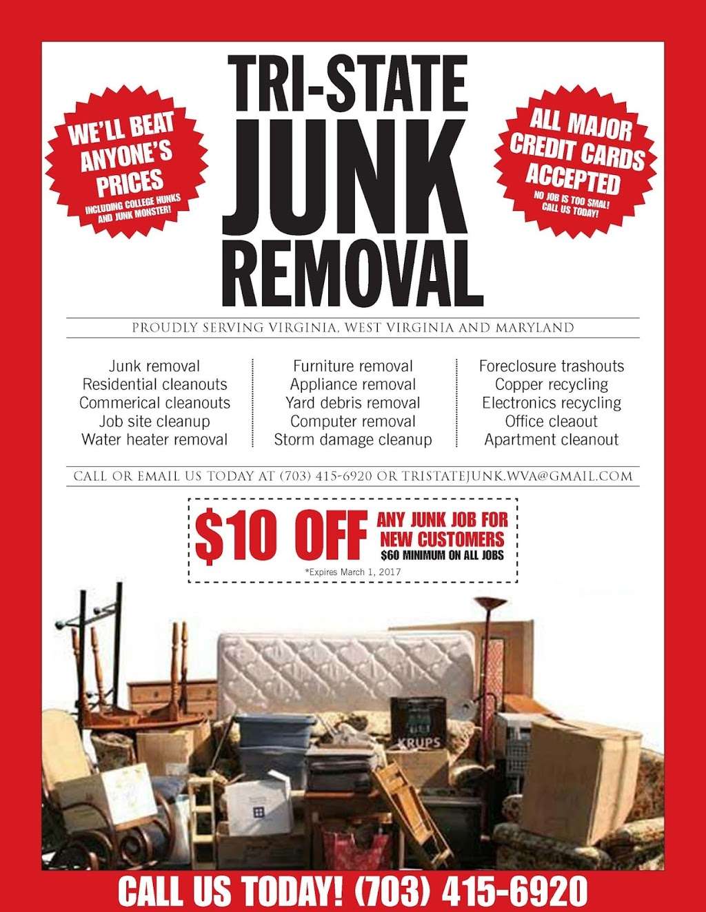 TRI-STATE JUNK REMOVAL & MOVING | 79 Kensington Terrace, Martinsburg, WV 25405, USA | Phone: (703) 415-6920