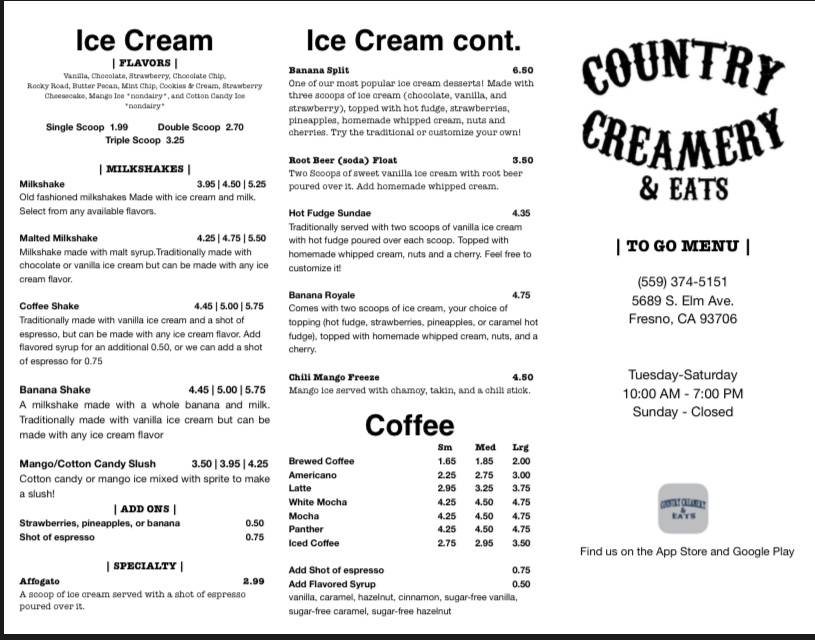 Country Creamery | 5689 S Elm Ave, Fresno, CA 93706, USA | Phone: (559) 374-5151