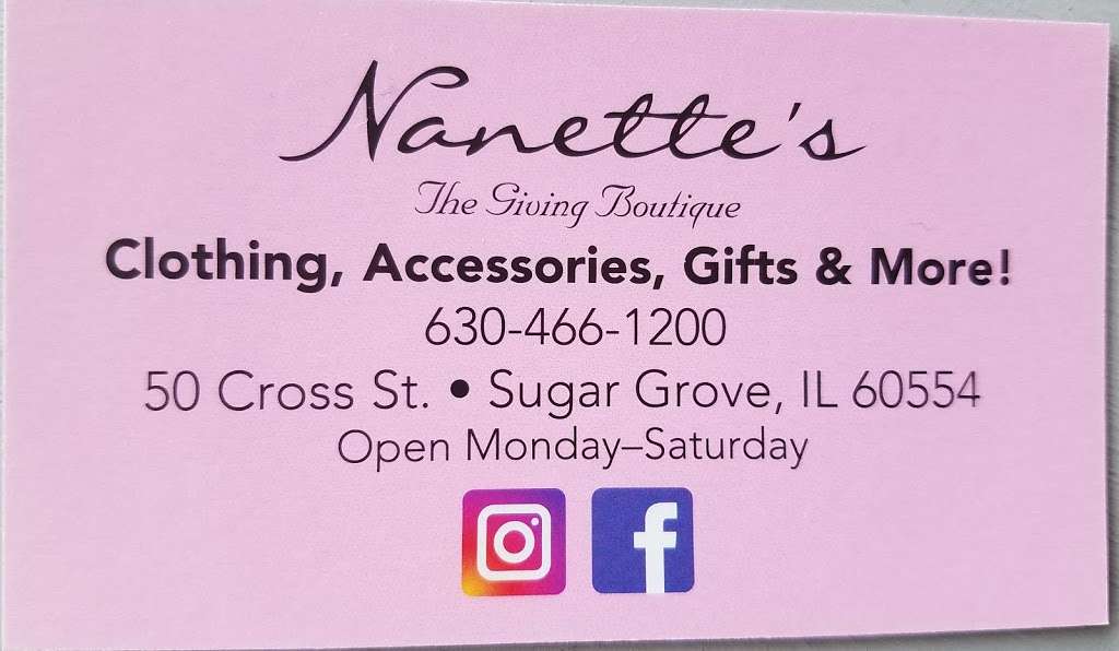 Nanettes Boutique | 50 Cross St, Sugar Grove, IL 60554, USA | Phone: (630) 466-1200