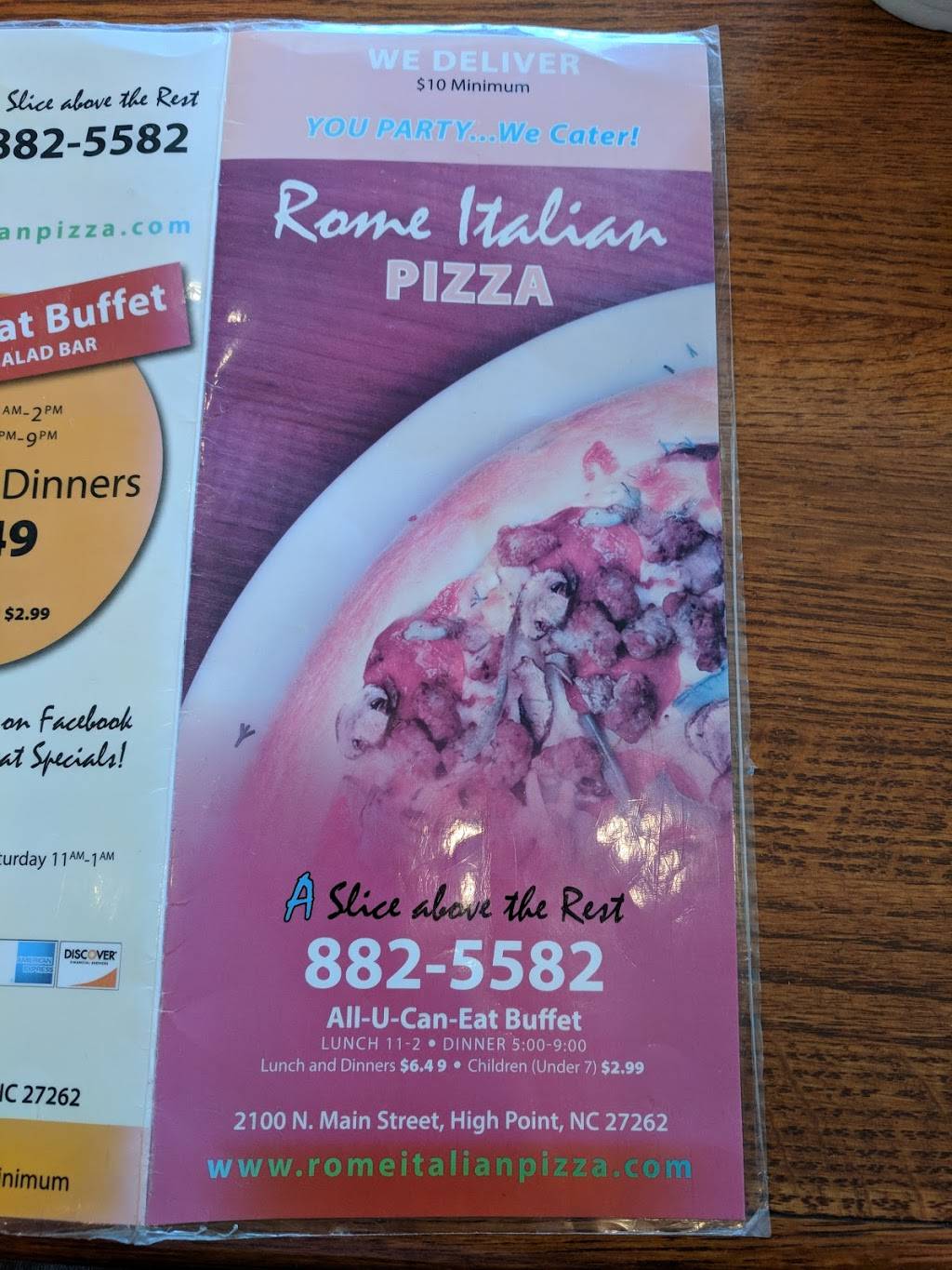 Rome Italian Pizza | 2100 N Main St, High Point, NC 27262, USA | Phone: (336) 882-5582