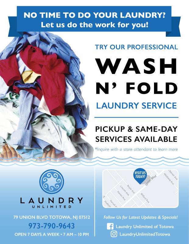 Laundry Unlimited | 79 Union Blvd, Totowa, NJ 07512, USA | Phone: (973) 790-9643