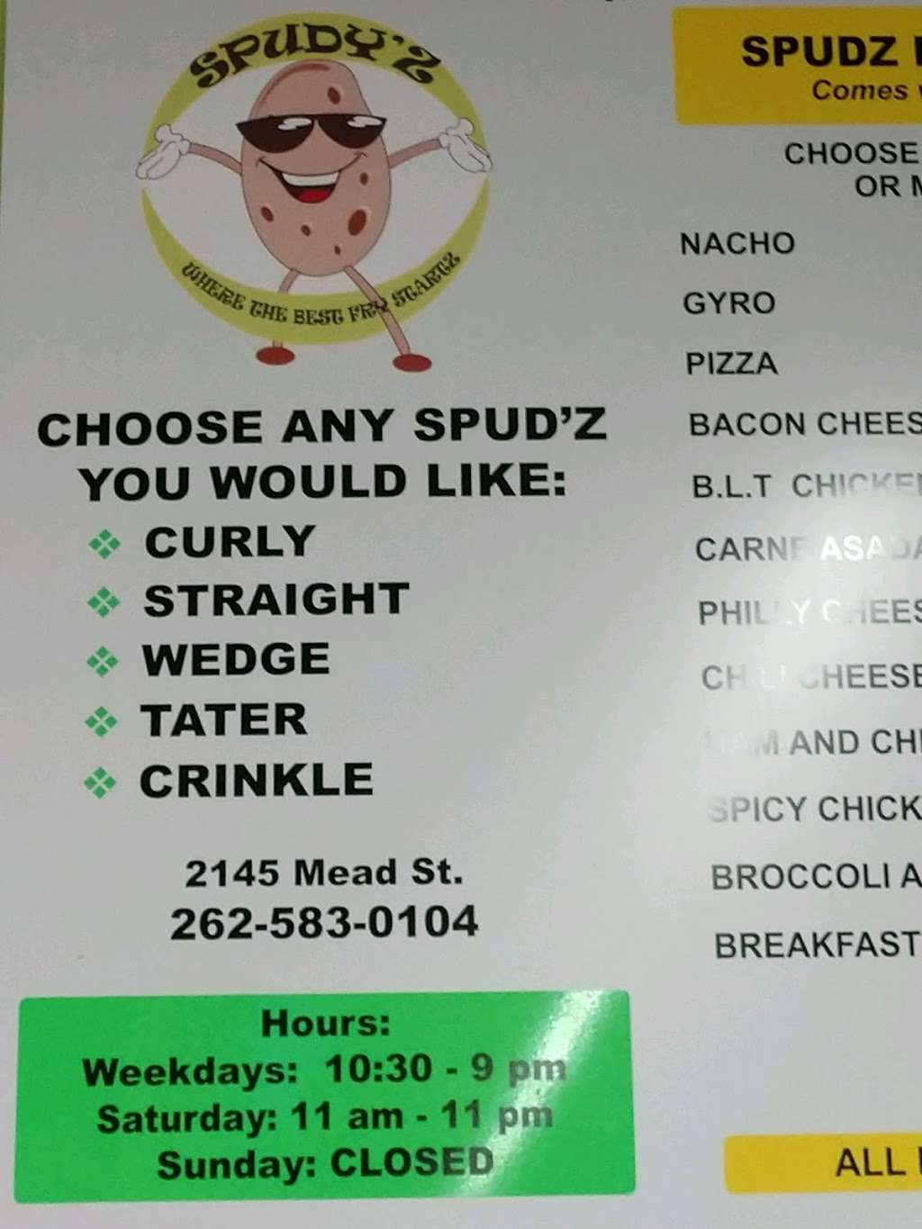 Spudyz | Mt Pleasant, WI 53403, USA | Phone: (262) 583-0104