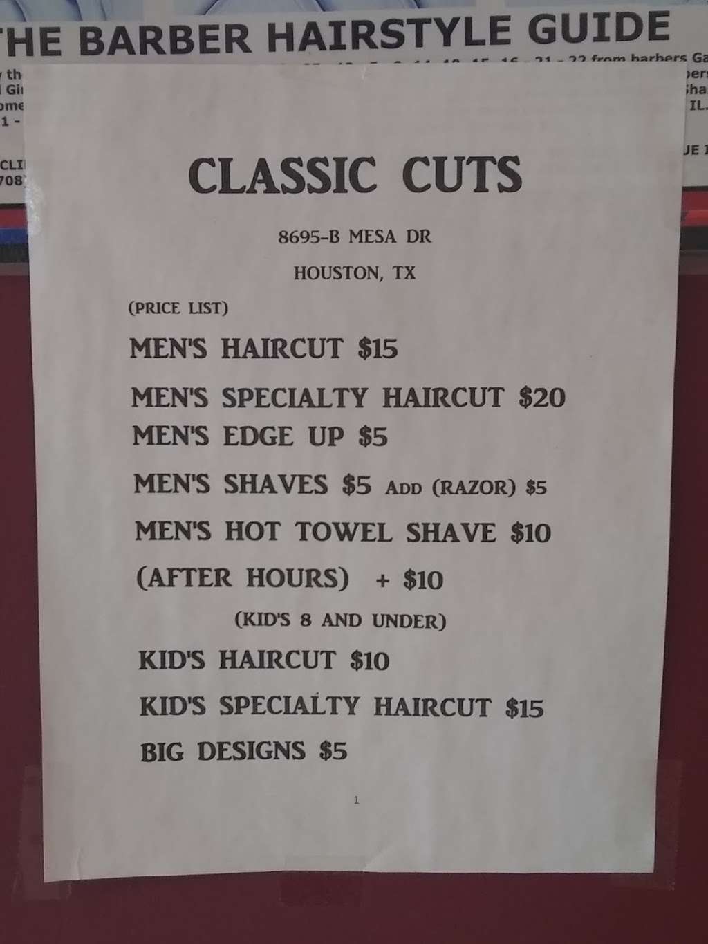 Classic Cuts | 8695-B Mesa Dr, Houston, TX 77028, USA | Phone: (832) 975-2897