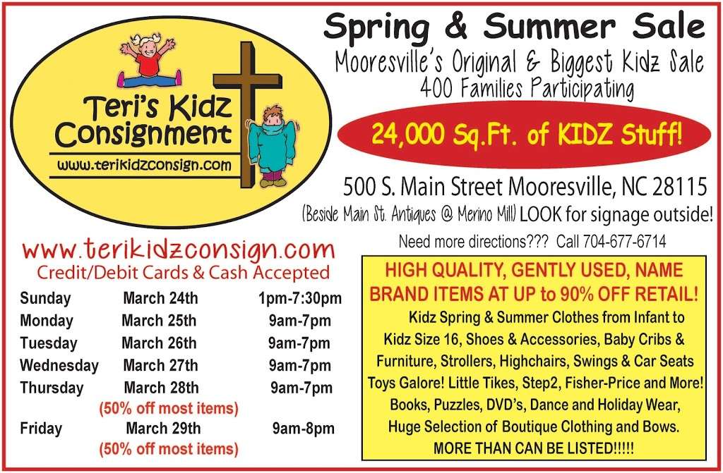 Teri Kidz Consignment, Closed until our Fall/Winter Sale | 500 S Main St, Mooresville, NC 28115, USA | Phone: (704) 677-6714