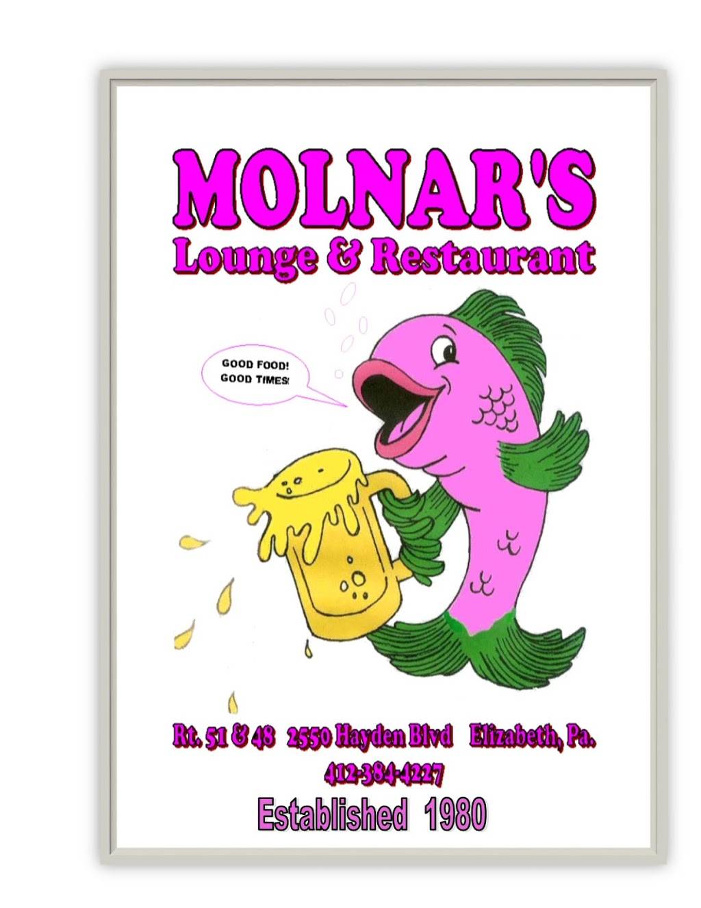 Molnars Lounge & Restaurant LLC | 2550 Hayden Blvd, Elizabeth, PA 15037, USA | Phone: (412) 384-4227