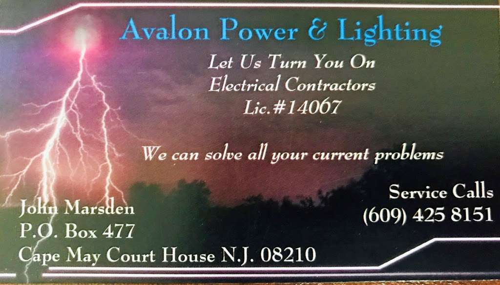 Avalon Power & Lighting Electric | 3803 Shunpike Rd, Rio Grande, NJ 08242, USA | Phone: (609) 967-9473