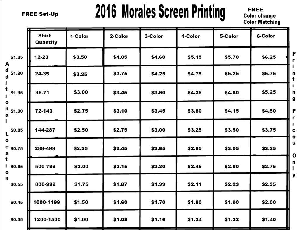 Morales Screen Printing | 201,C, CASSIDY Dr, Dover, DE 19901 | Phone: (302) 465-8179