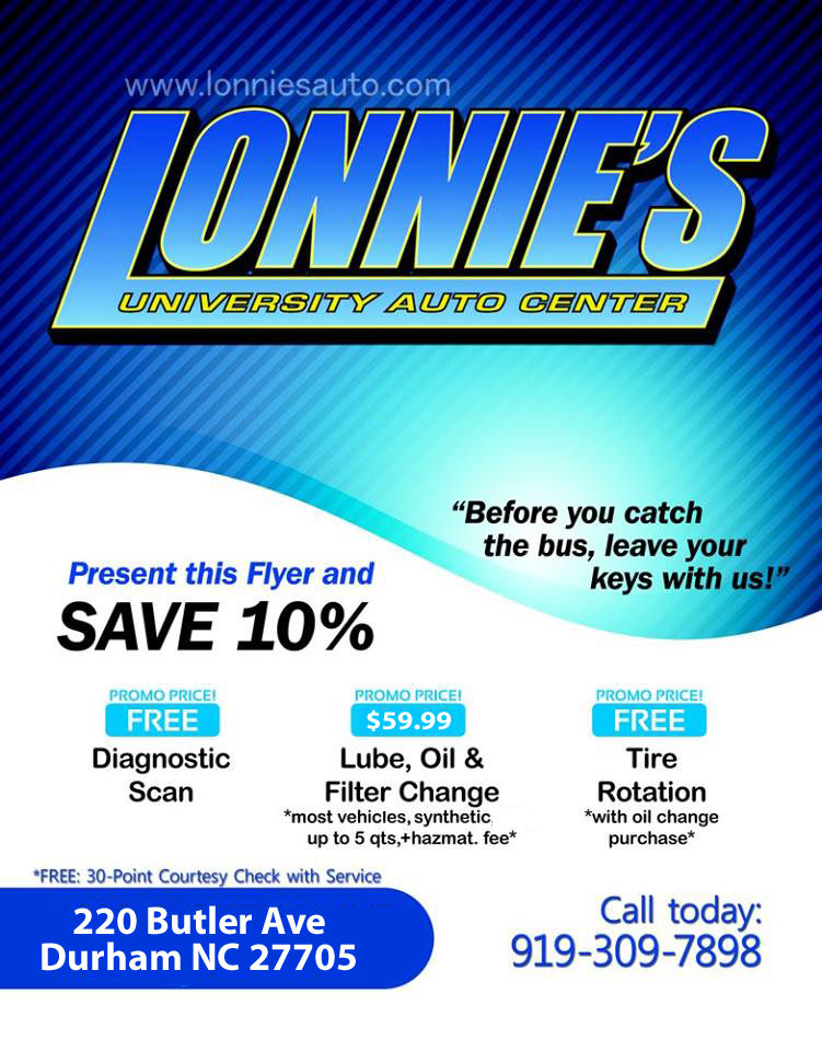 Lonnies University Auto Center | 220 Butler Ave, Durham, NC 27705, USA | Phone: (919) 309-7898