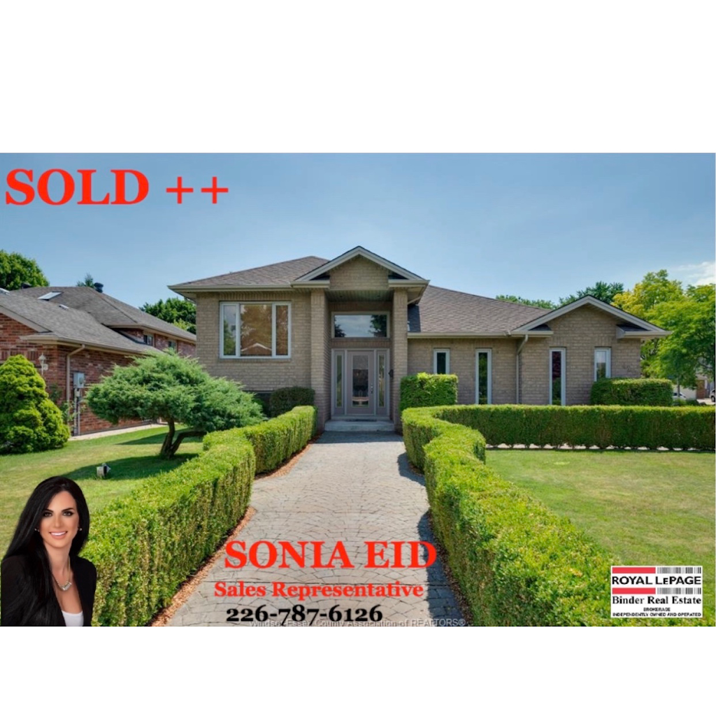 Sonia Eid Royal Lepage Windsor /Binder Real Estate | 1350 Provincial Rd, Windsor, ON N8W 5W1, Canada | Phone: (226) 787-6126