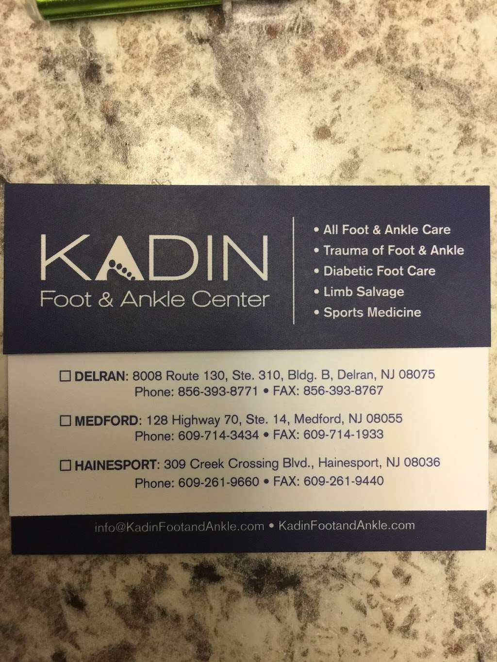Kadin Foot & Ankle Center | 309 Creek Crossing Blvd, Hainesport, NJ 08036, USA | Phone: (609) 261-9660
