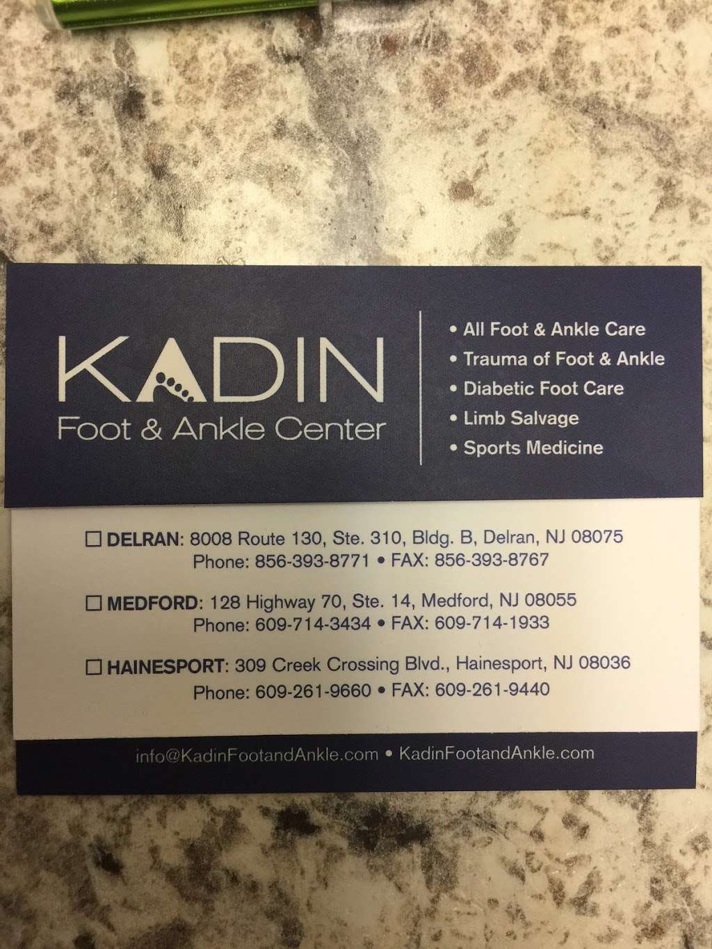 Kadin Foot & Ankle Center 309 Creek Crossing Blvd, Hainesport, NJ