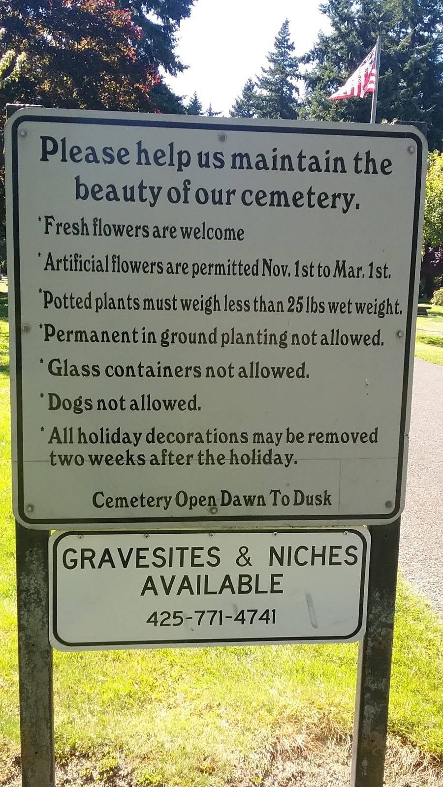 Edmonds Memorial Cemetery | 820 15th St SW, Edmonds, WA 98020, USA | Phone: (425) 771-4741