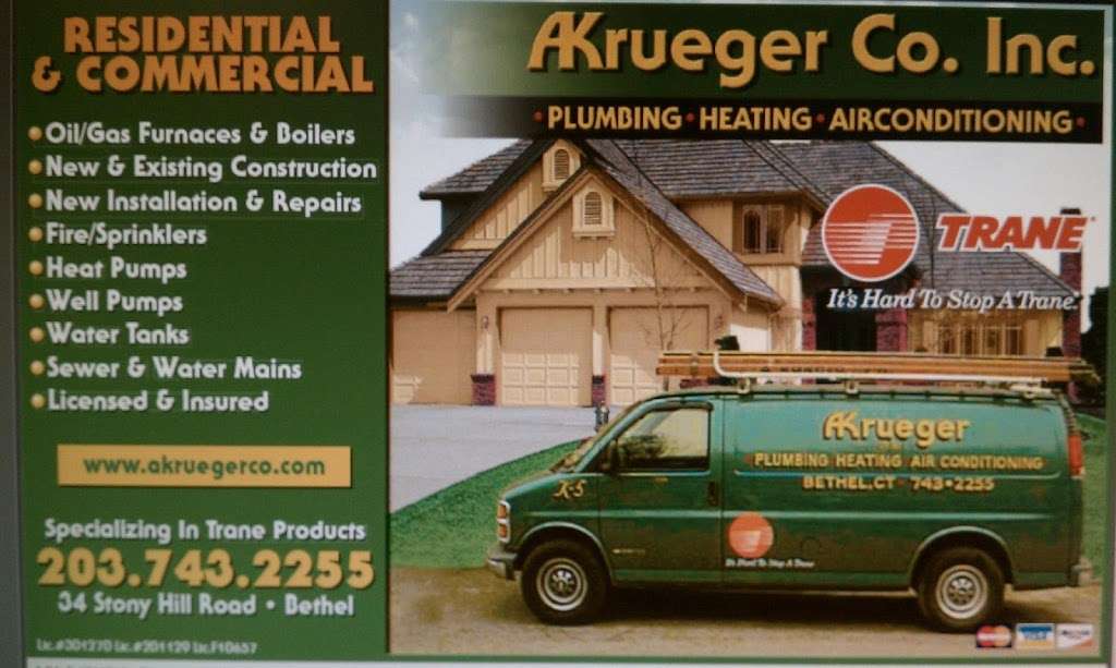 Adolf Krueger Plumbing & Heating | 34 Stony Hill Rd, Bethel, CT 06801, USA | Phone: (203) 743-2255