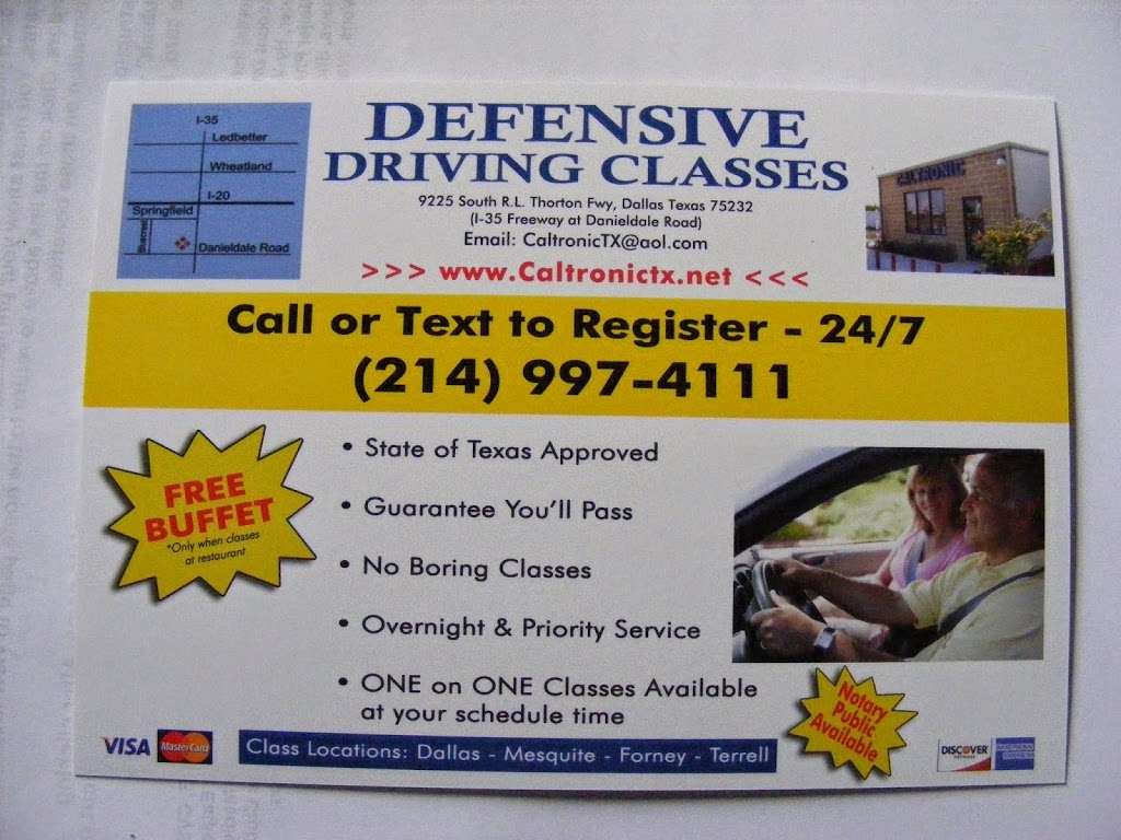 Defensive Driving Class at Caltronic | 9225 S R. L. Thornton Fwy, Dallas, TX 75232, USA | Phone: (972) 338-5550