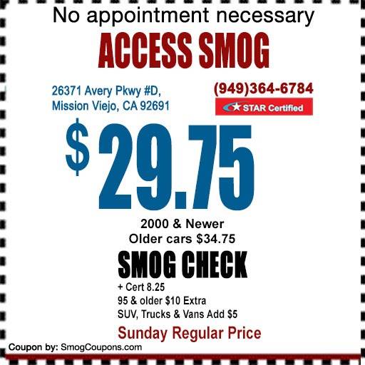 Access Smog Check | 26371 Avery Pkwy #D, Mission Viejo, CA 92691, USA | Phone: (949) 364-6784