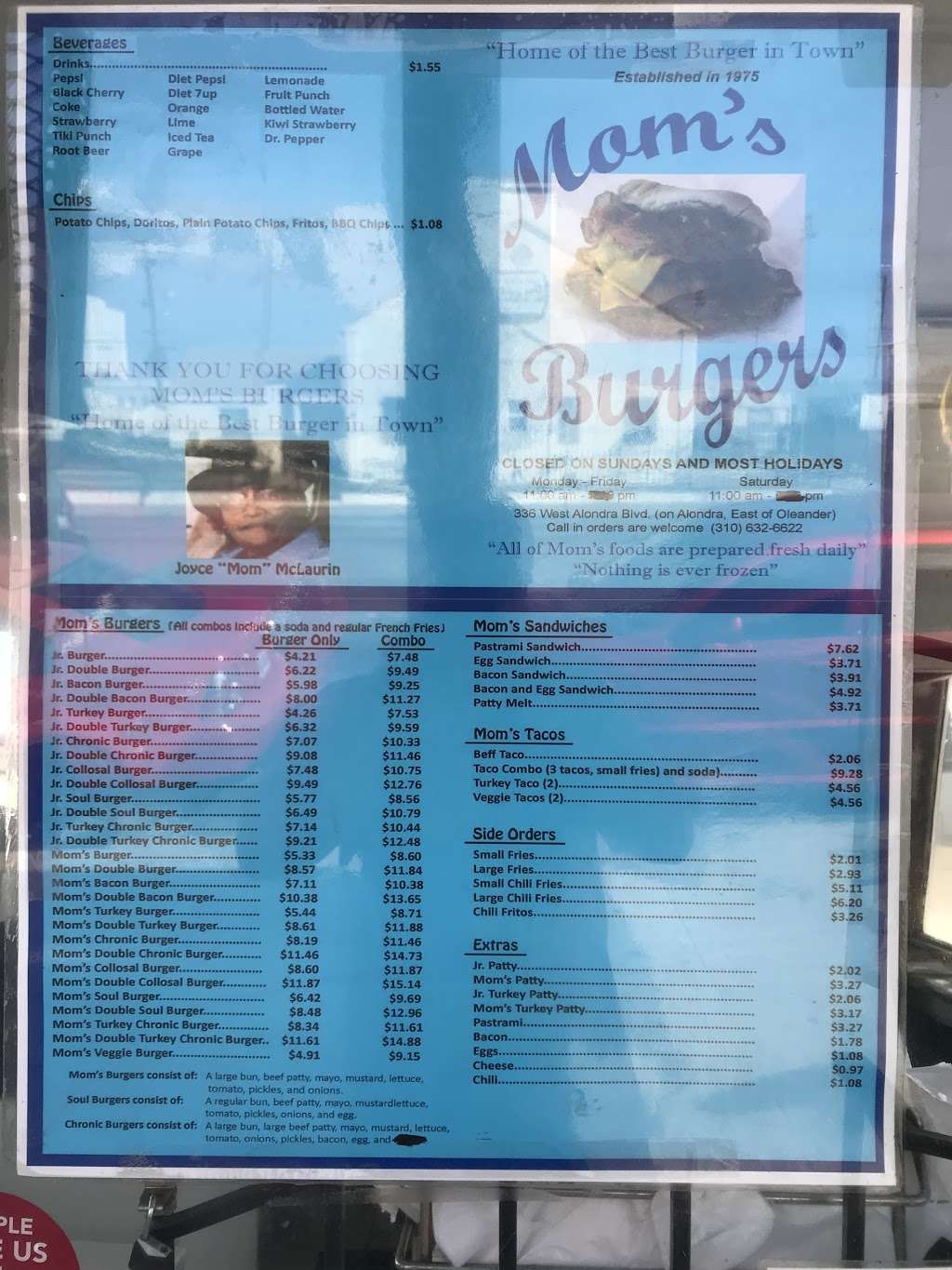 Moms Burgers | 336 W Alondra Blvd, Compton, CA 90220 | Phone: (310) 632-6622