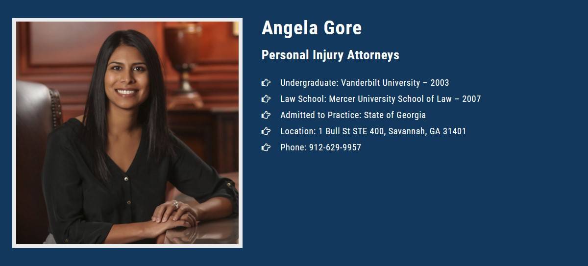 Angela Gore Injury Attorney | 1 Bull St Suite 400, Savannah, GA 31401, United States | Phone: (912) 629-9957