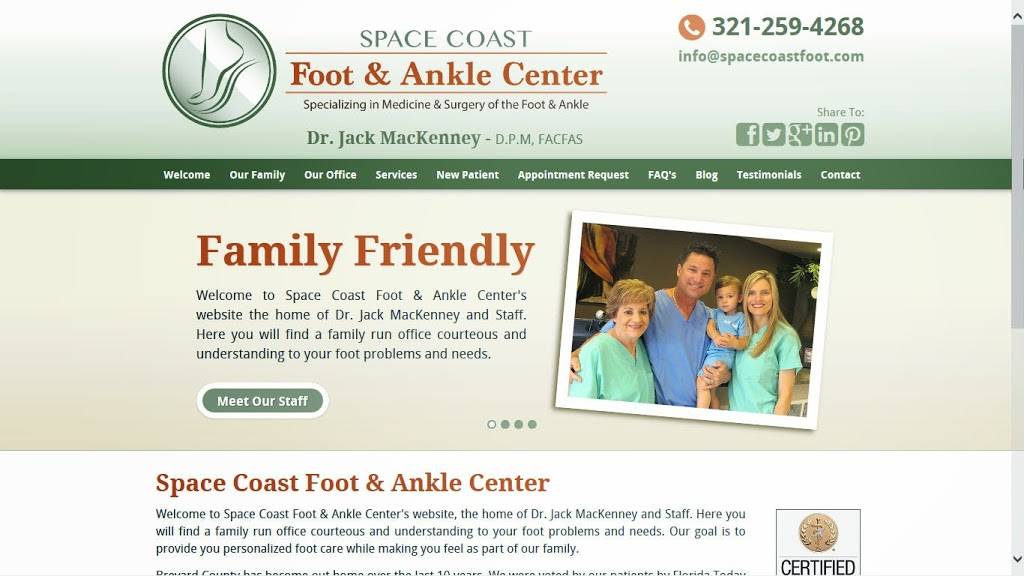 Space Coast Foot & Ankle Center: Jack MacKenney, DPM | 6550 N Wickham Rd STE 4, Melbourne, FL 32940, USA | Phone: (321) 259-4268