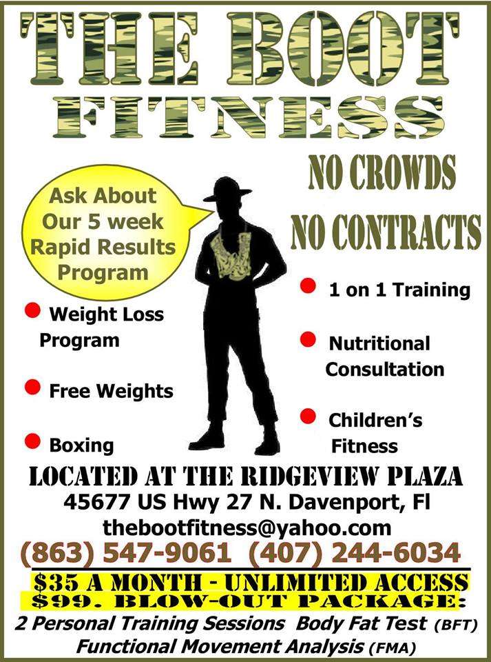 The Boot Fitness Camp | 45677 US-27, Davenport, FL 33897, USA | Phone: (863) 547-9061