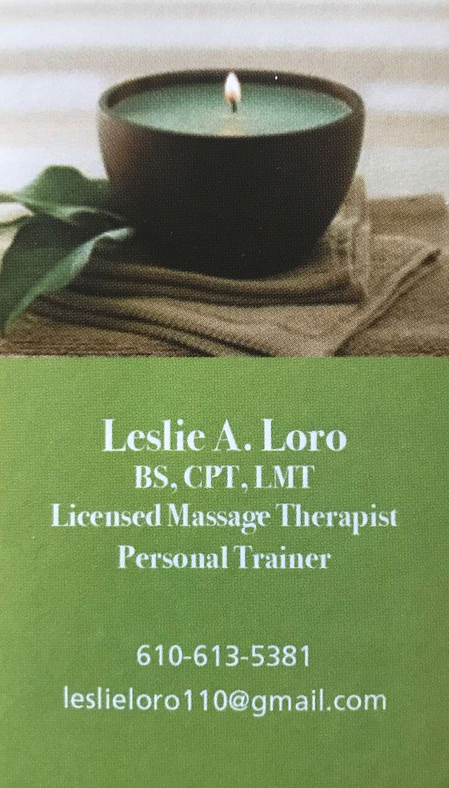 Leslie Loro CPT, LMT | Black Matt Rd, Douglassville, PA 19518, USA | Phone: (610) 613-5381