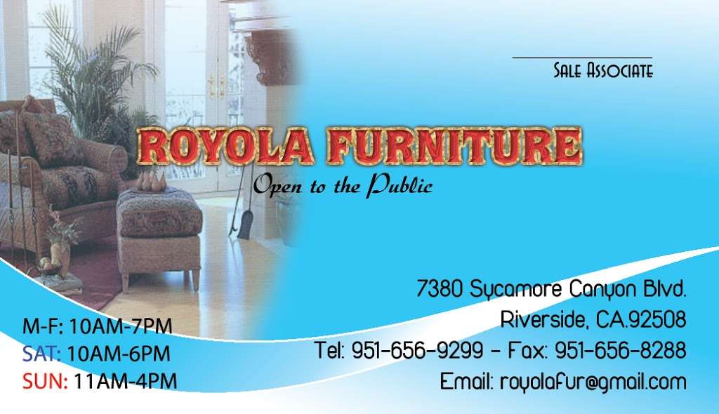 Royola Furniture | 7380 Sycamore Canyon Blvd, Riverside, CA 92508, USA | Phone: (951) 656-9299