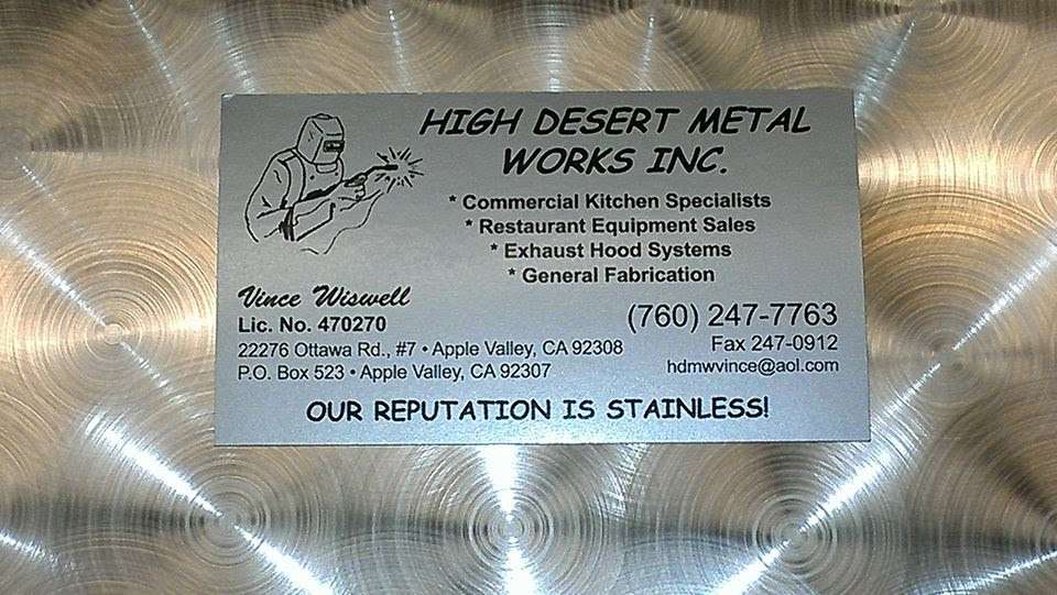 High Desert Metal Works | 22276 Ottawa Rd # 6, Apple Valley, CA 92308, USA | Phone: (760) 247-7763