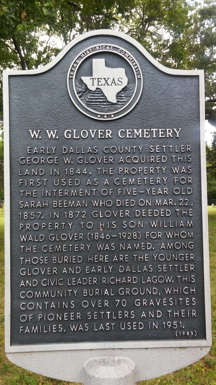 W. W. Glover Cemetery | Military Pkwy, Dallas, TX 75227, USA