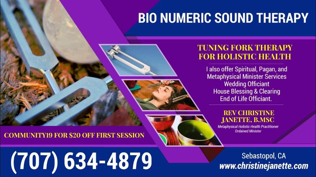 Christine Janette B.Msc., Bio-Numeric Sound Therapy | 899 Watertrough Rd, Sebastopol, CA 95472, USA | Phone: (707) 634-4879
