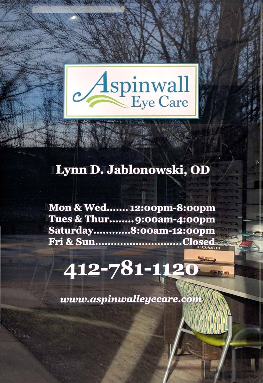 Aspinwall Eye Care - Lynn D. Jablonowski, OD | 105 Freeport Rd, Aspinwall, PA 15215, USA | Phone: (412) 781-1120