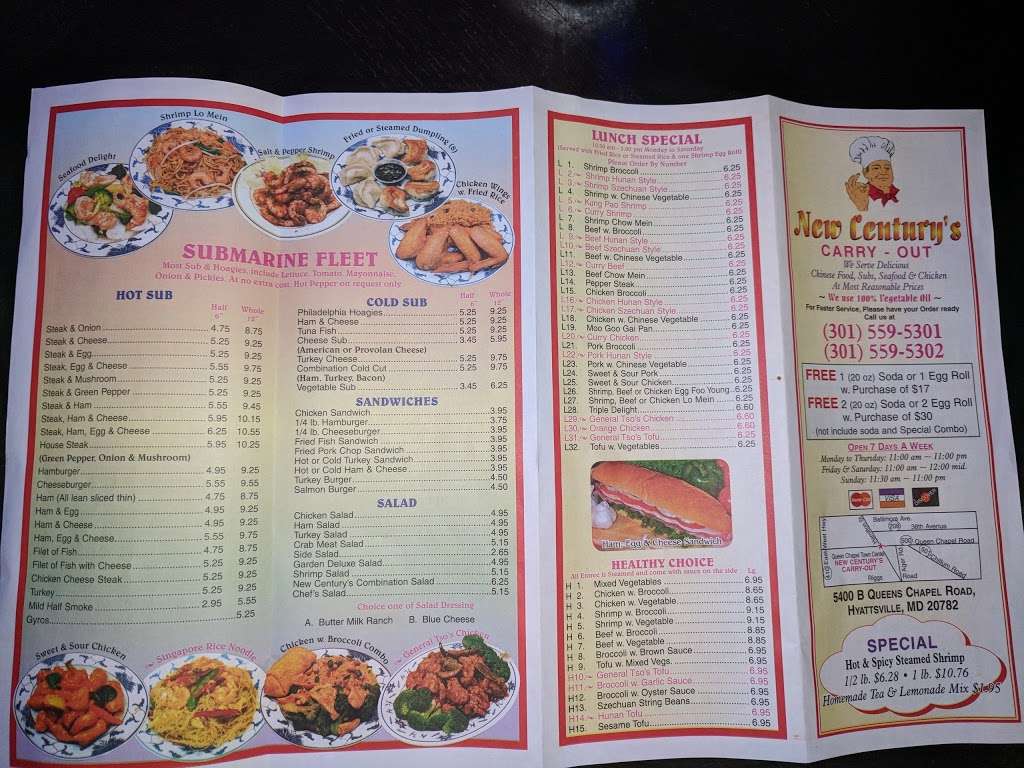 New Century Carry Out & Rest | 5400 Queens Chapel Rd, Hyattsville, MD 20782 | Phone: (301) 559-5301