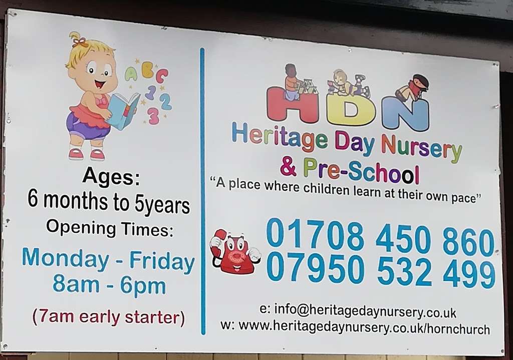 Heritage Day Nursery Hornchurch | 30 Dorian Rd, Hornchurch RM12 4AN, UK | Phone: 01708 450860