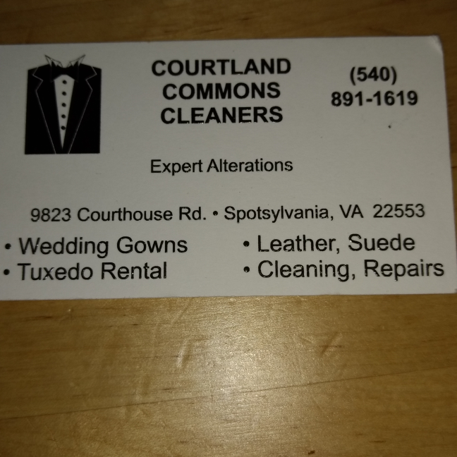 Courtland commons cleaners | 9823 Courthouse Rd, Spotsylvania Courthouse, VA 22553, USA | Phone: (540) 891-1619