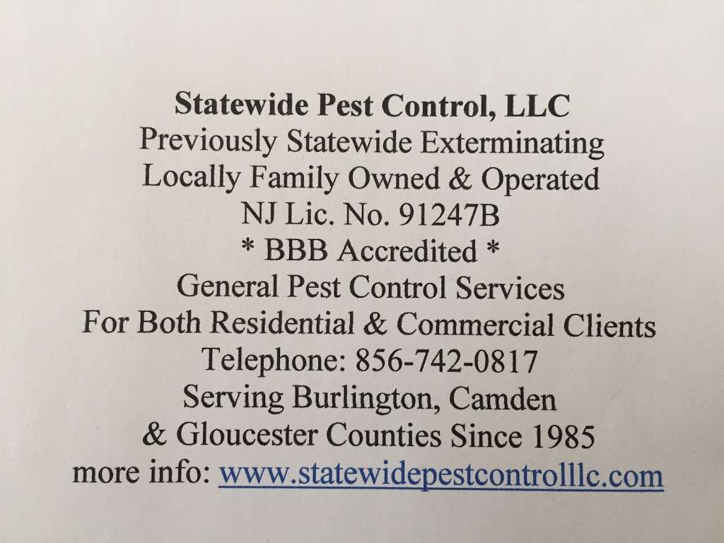 Statewide Pest Control, LLC | P.O. Box 17, Westville, NJ 08093, USA | Phone: (856) 742-0817