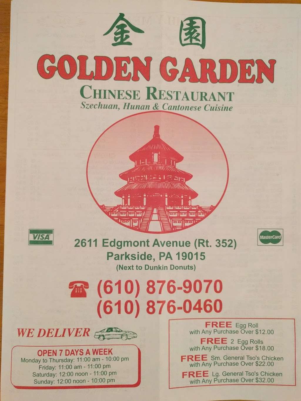 Golden Garden | 2611 Edgmont Ave, Brookhaven, PA 19015, USA | Phone: (610) 876-9070